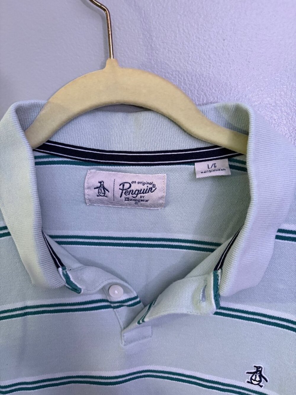 Original Penguin Striped Polo – Light Green (Men’s L)
